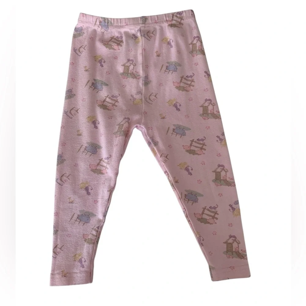 Vintage OshKosh Farmyard Pajama Bottoms Girls Size 24M Pink Snug Fitting Pants